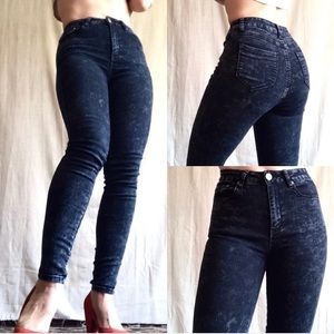High rise dark acid wash Jeans